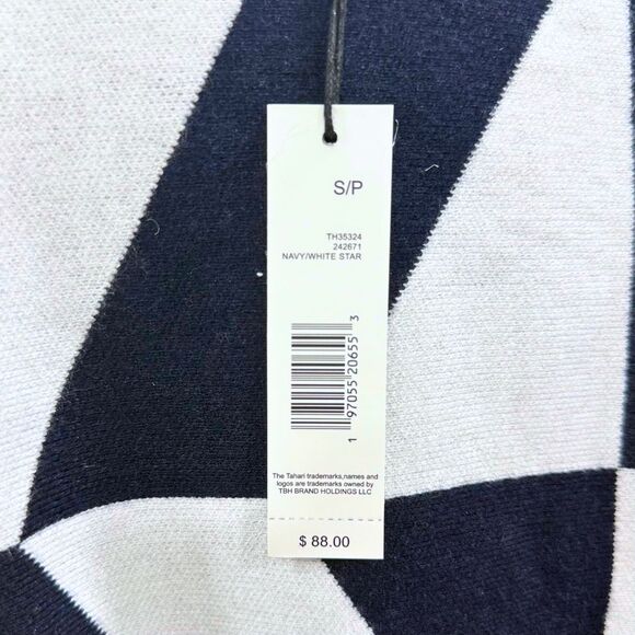 Tahari Blue and White Abstract Print Sweater | Sz S, NWT - Picture 4 of 7